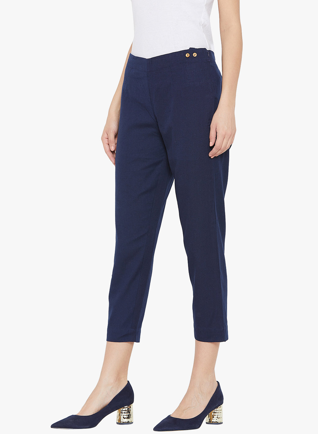 Navy Blue Cotton Slub Pants