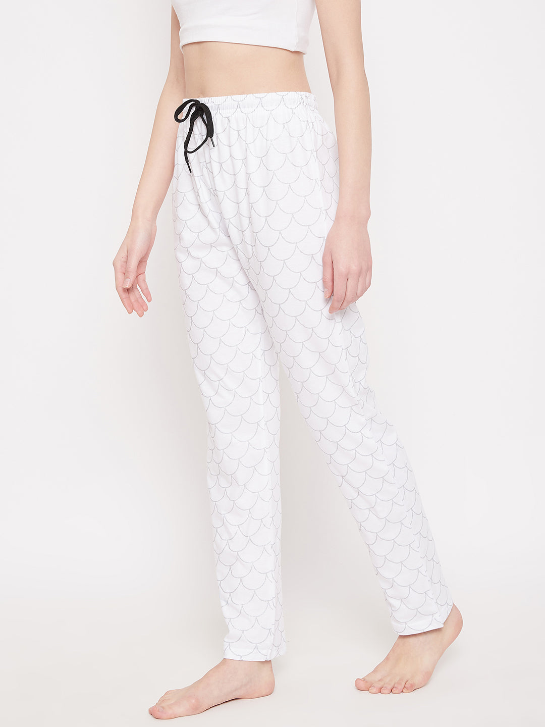 Women's White Mermaid Printed Pajama