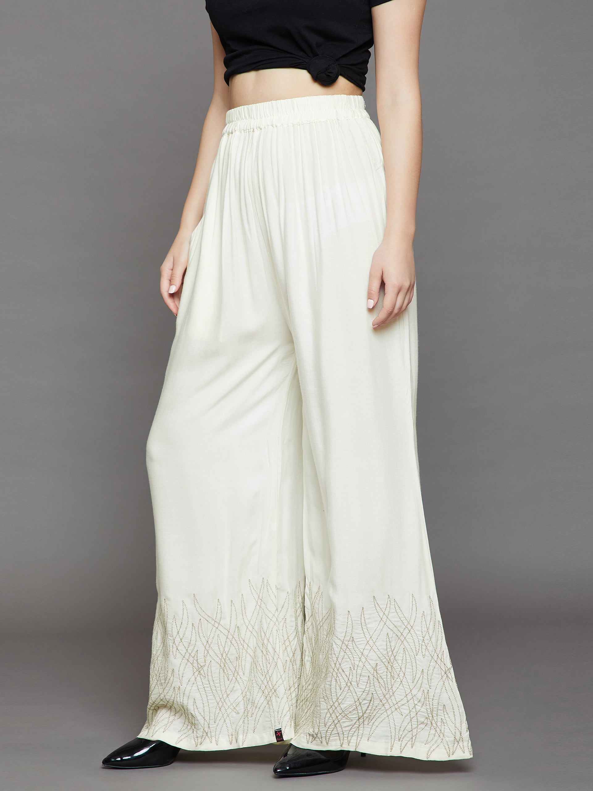 Off White Embroidery Palazzo