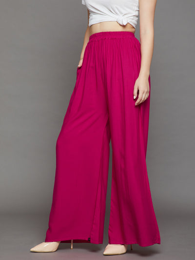 Rani Pink Plain Rayon Palazzo