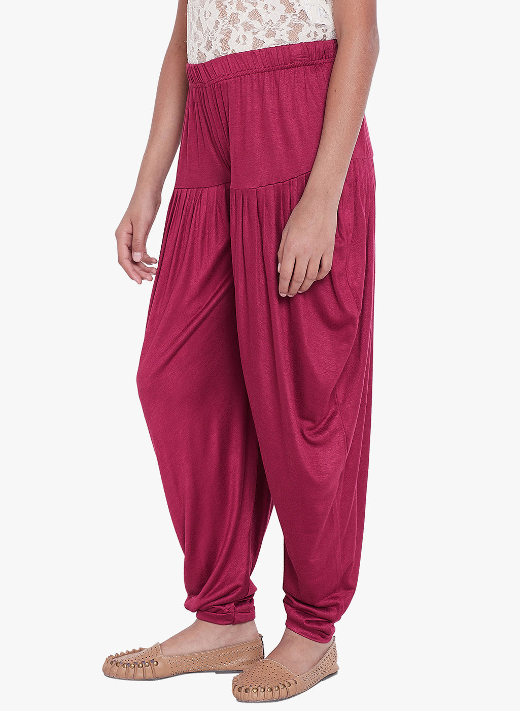 Maroon Viscose Dhoti Pants