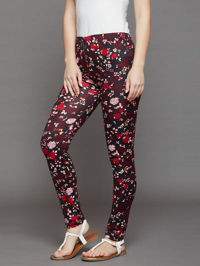 Red Floral Printed Legging