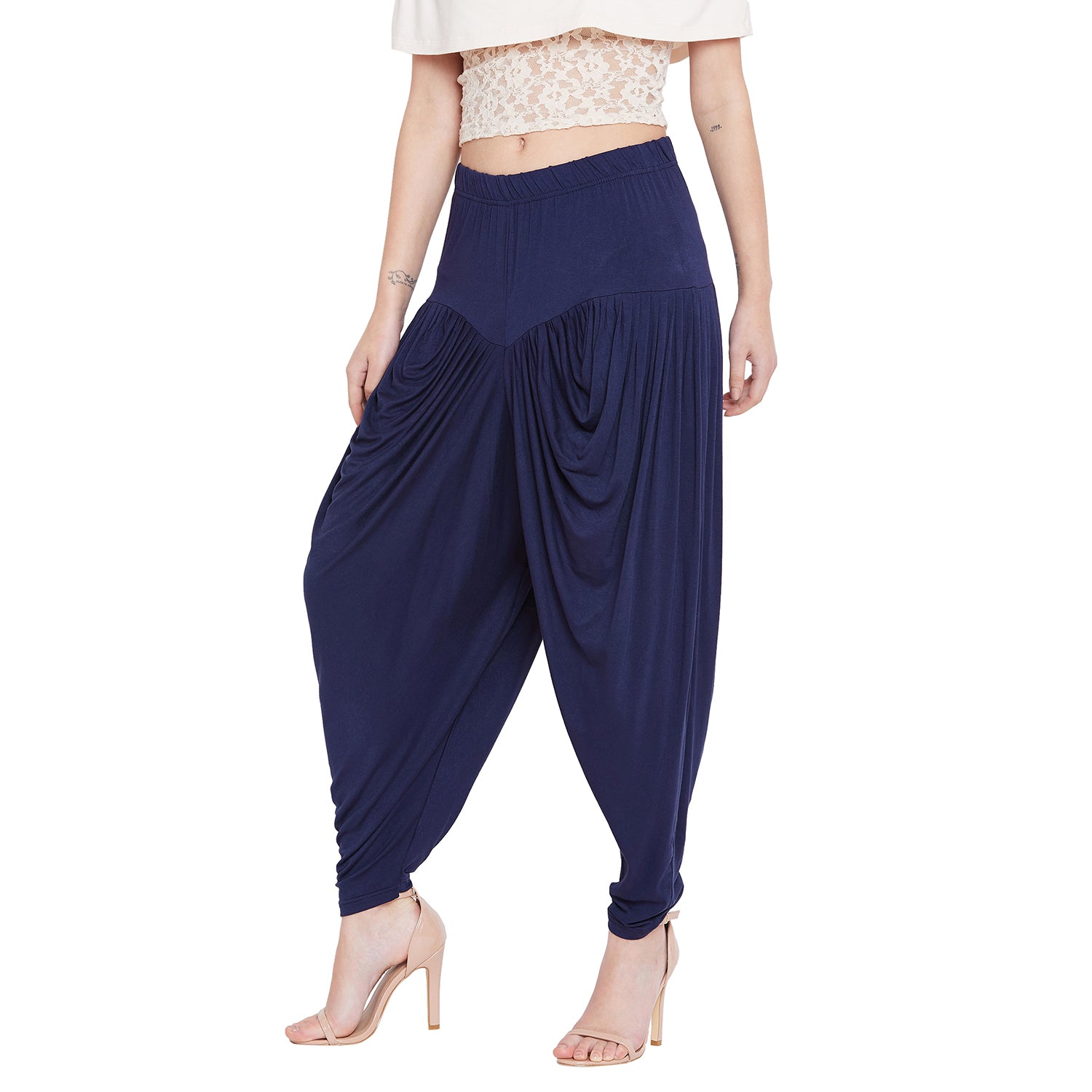 Navy Blue Viscose Plain Dhoti