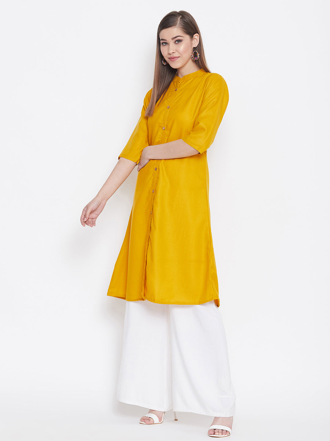 Mustard Yellow Solid Kurti