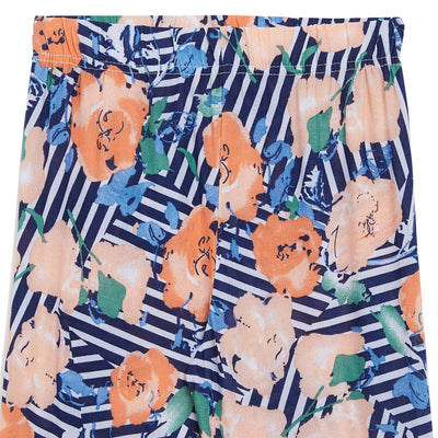 Blue lines with Peach Floral Printed Palazzo