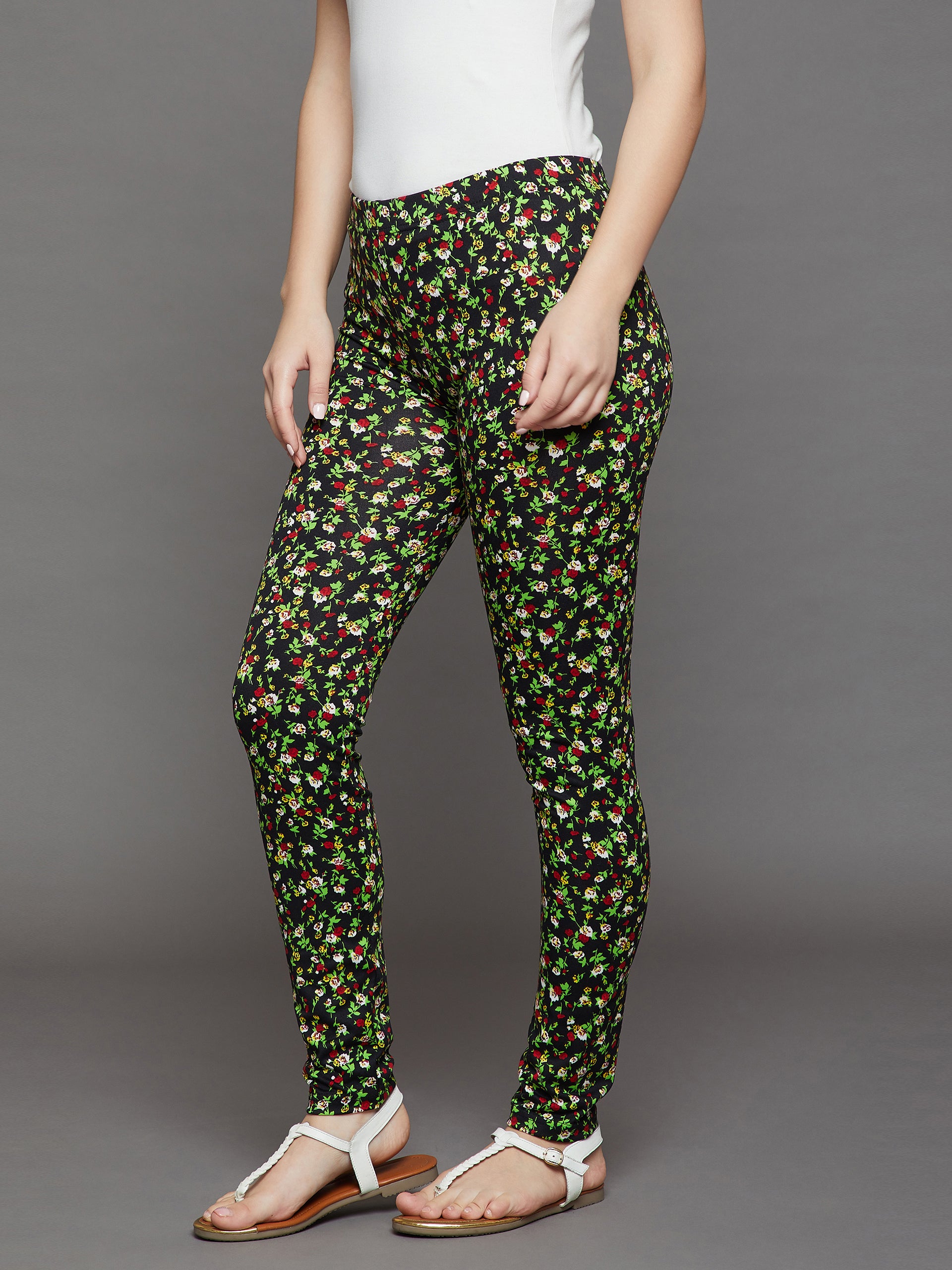 Black Floral Printed Legging