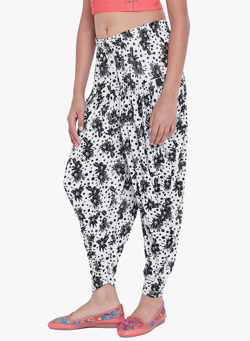 Polka Floral Printed Dhoti