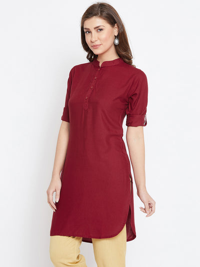 Maroon Solid Color Kurti XL 36"