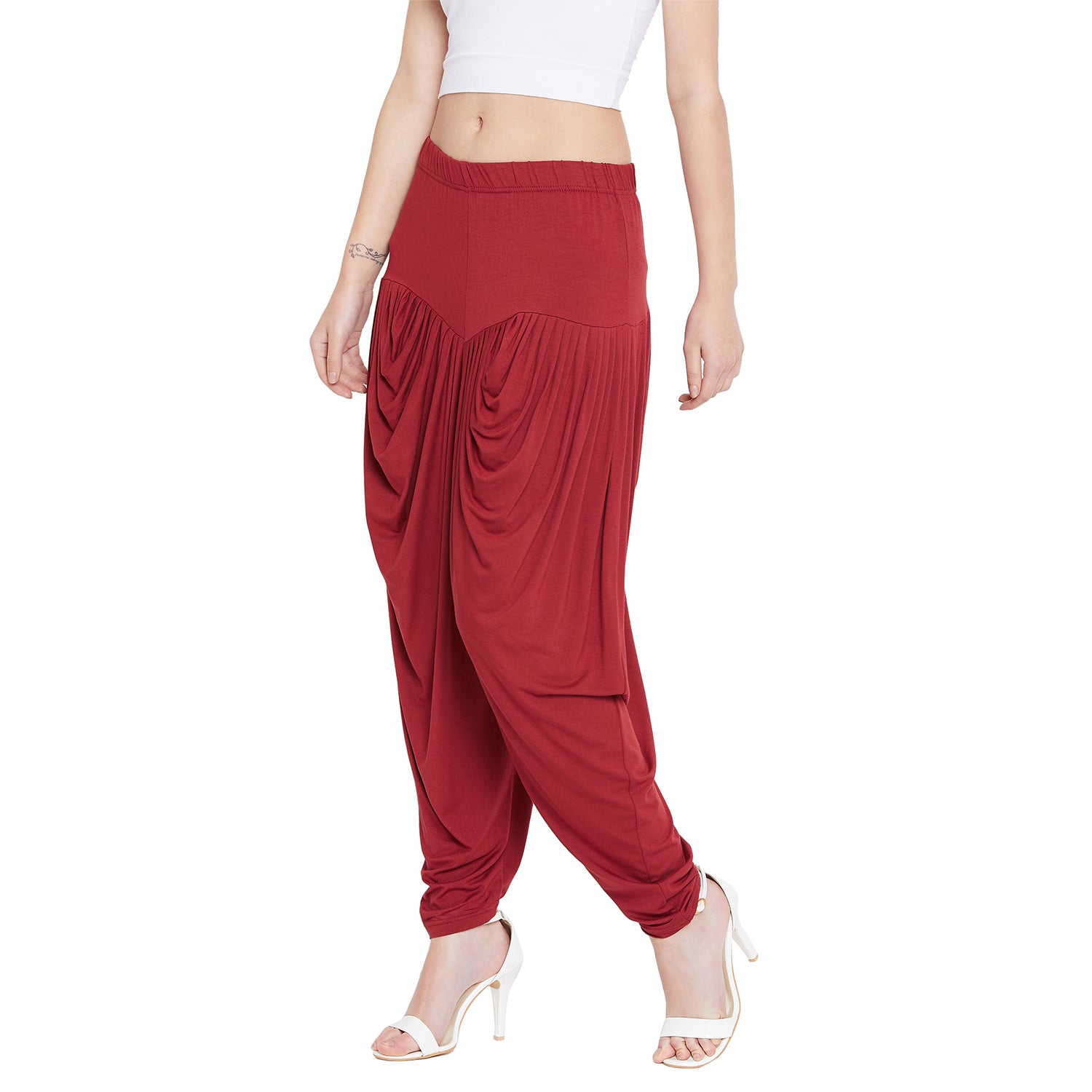 Maroon Viscose Plain Dhoti