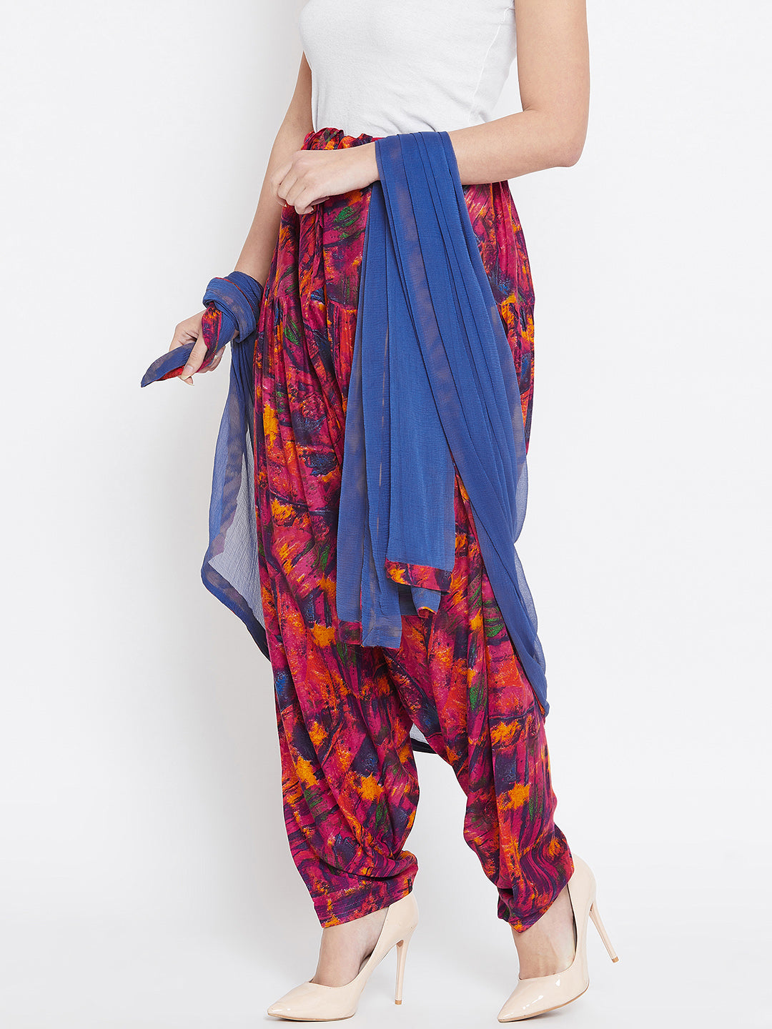 Abstract Print Printed Rayon Patiala with Dupatta