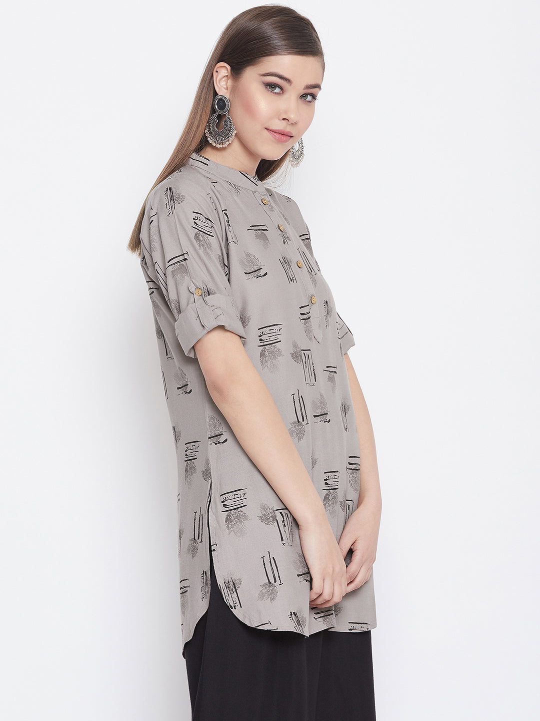 Noblegrey Printed Short Kurti
