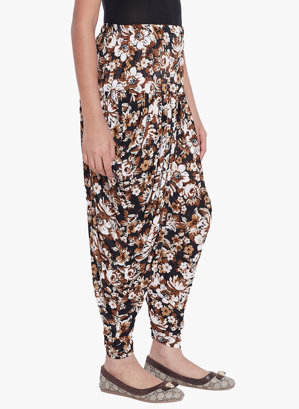 Brown Floral Printed Dhoti