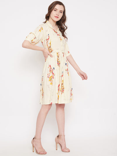 Womens rayon printed dress with matching mask
