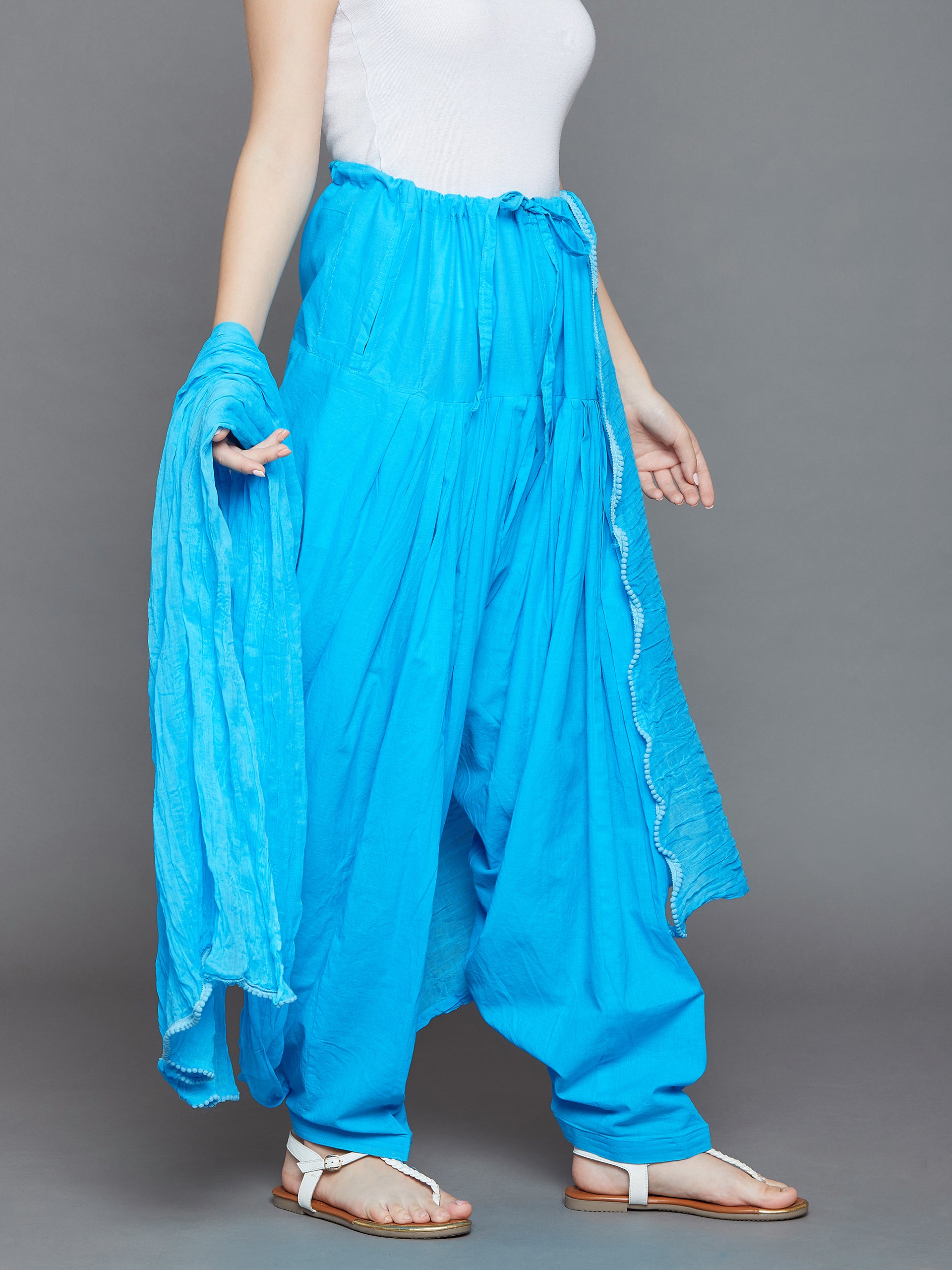 Sky Blue Cotton Pain Patiala with Dupatta