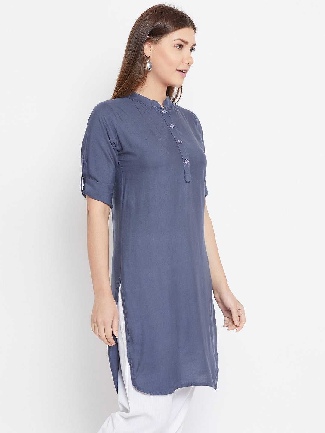 Light Grey Solid Color Kurti M 36"