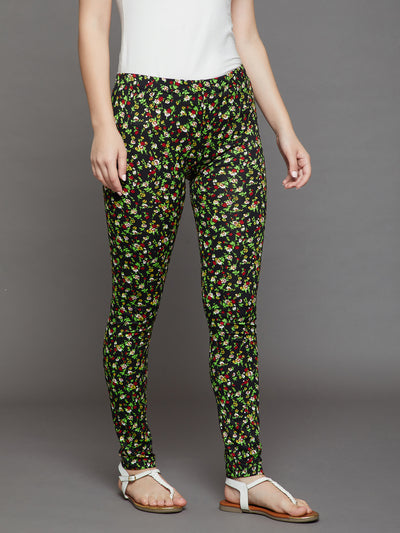Black Floral Printed Legging