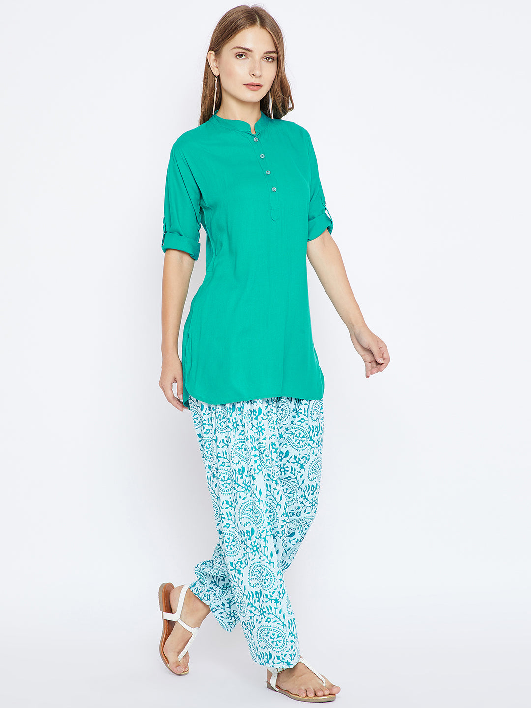 Paisley Print Patiala with Rama Green Kurti Set