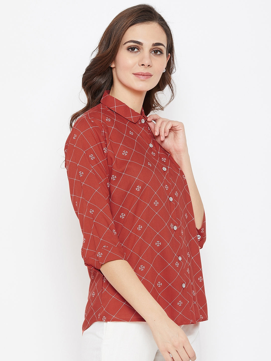 Red Geometric Printed Shirt