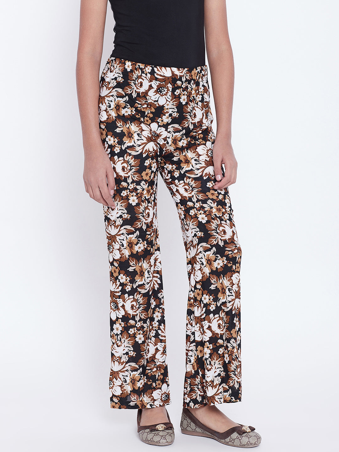 Brown Floral Printed Palazzo