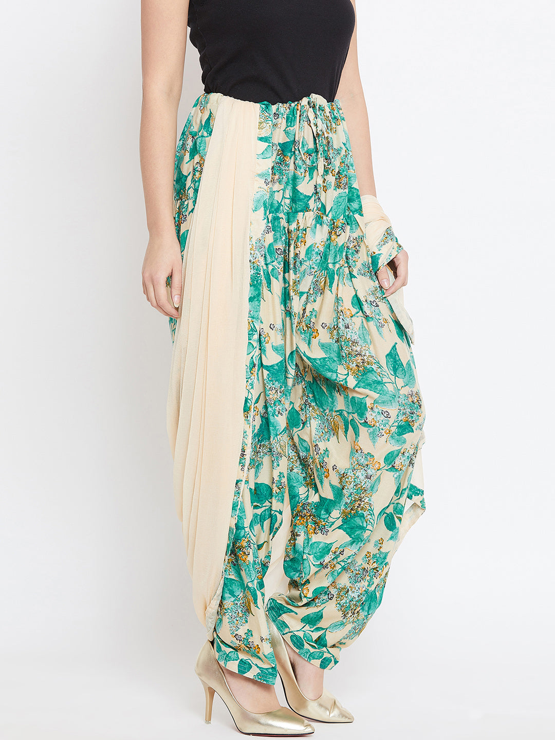 Leafy Printed Rayon Patiala With Dupatta