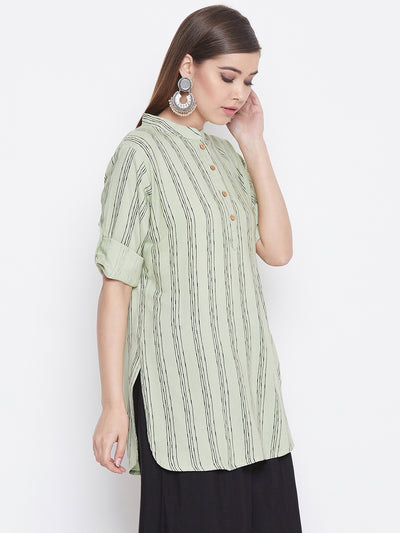 Honeydew Stripes Short Kurti