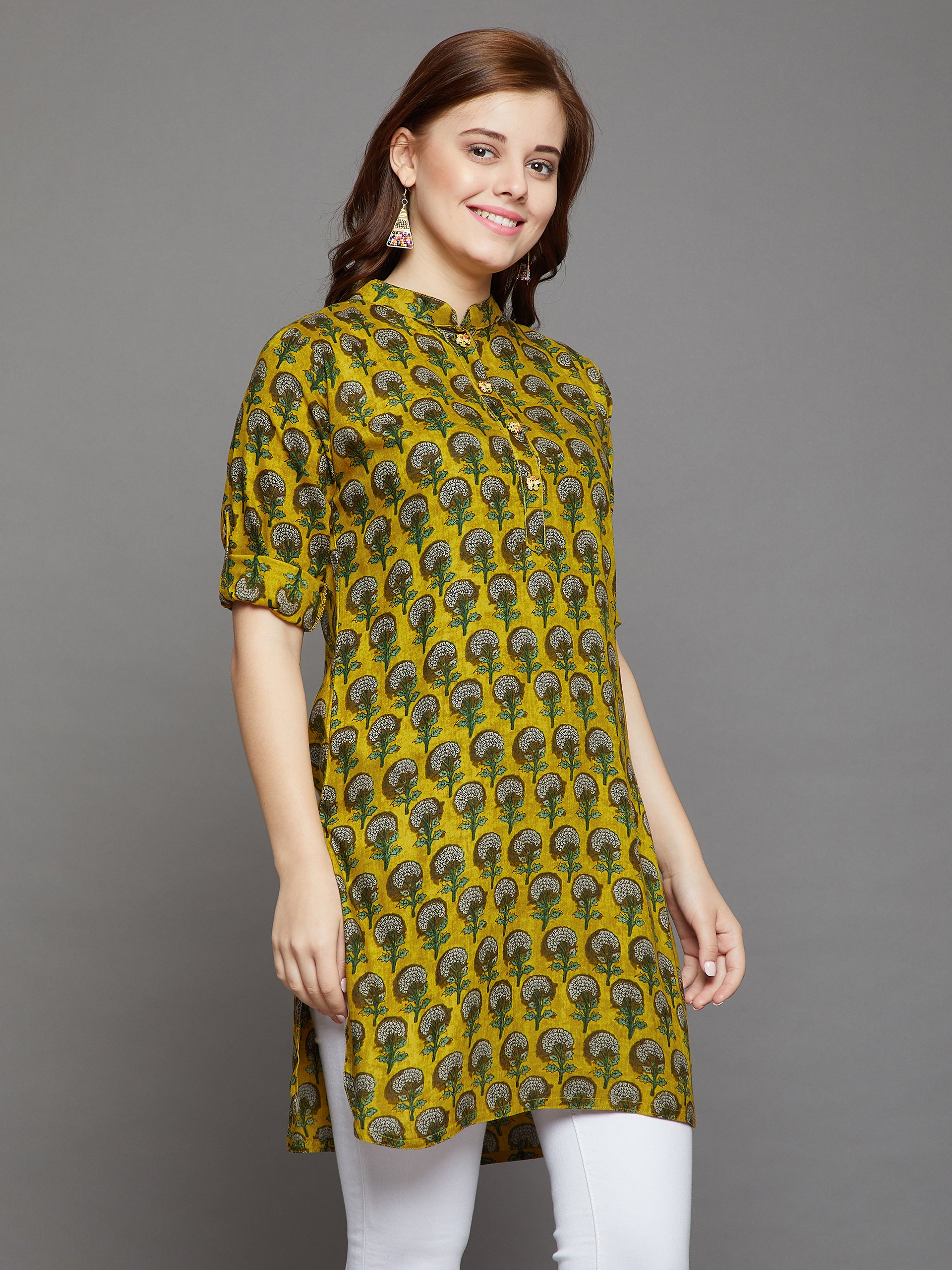 Mustard Printed Kurti