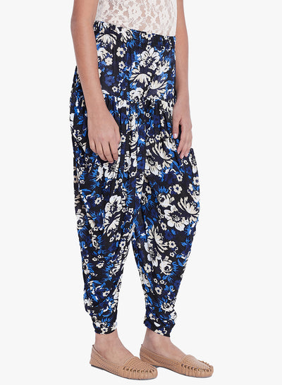 Blue Floral Printed Dhoti