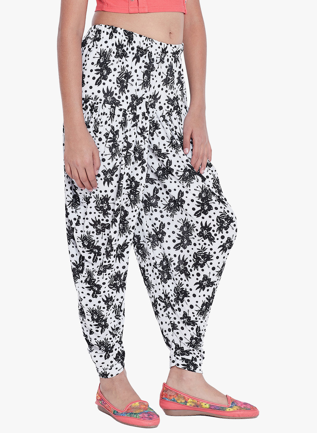 Polka Floral Printed Dhoti