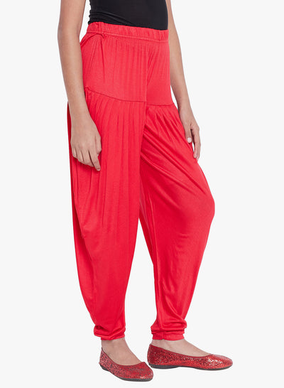 Red Viscose Dhoti Pants