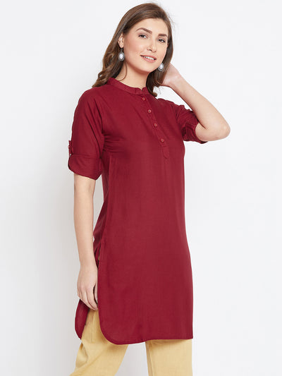 Maroon Solid Color Kurti L 36"
