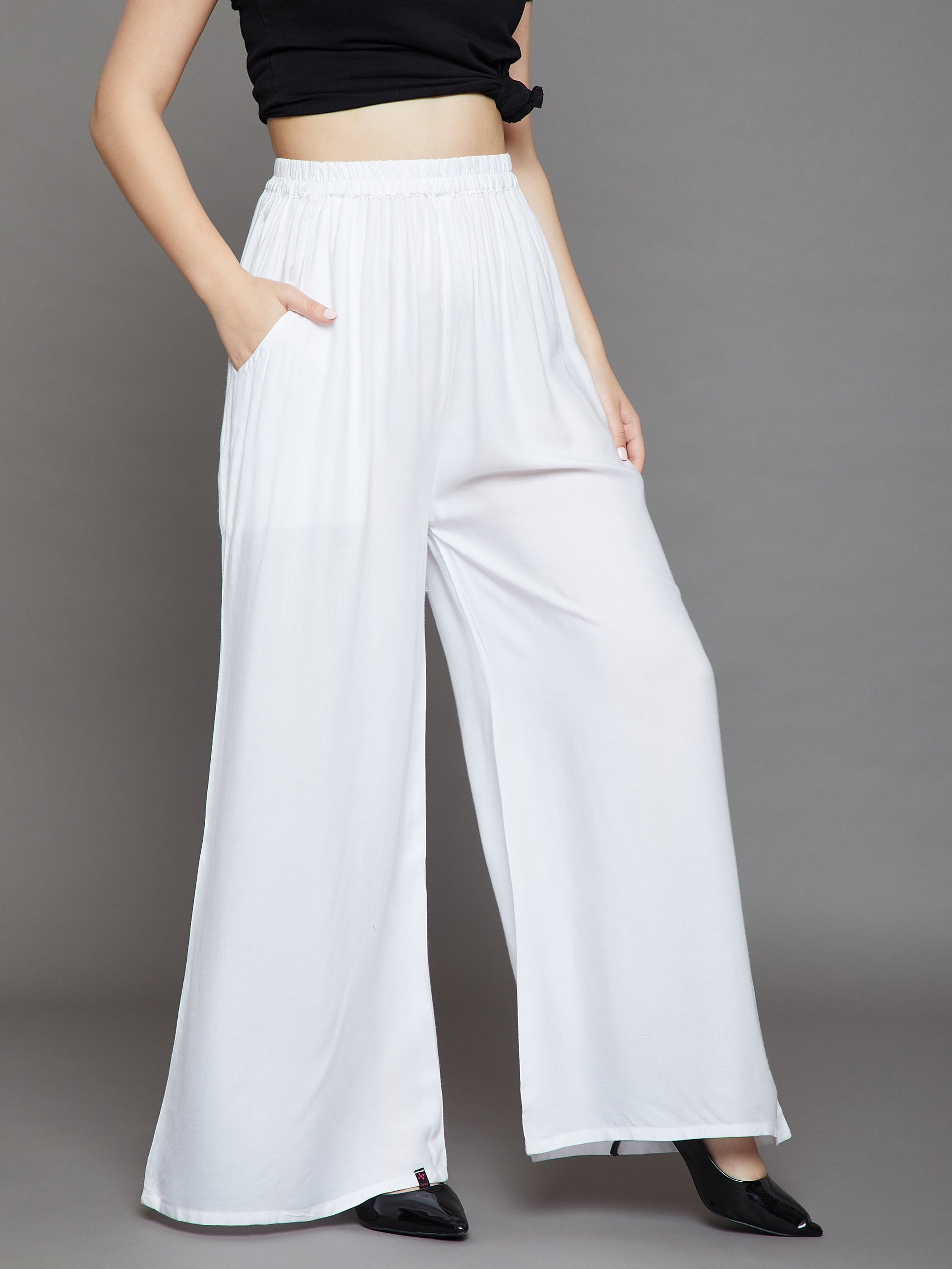 White Plain Rayon Palazzo 2XL White