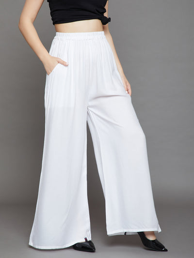 White Plain Rayon Palazzo 2XL White