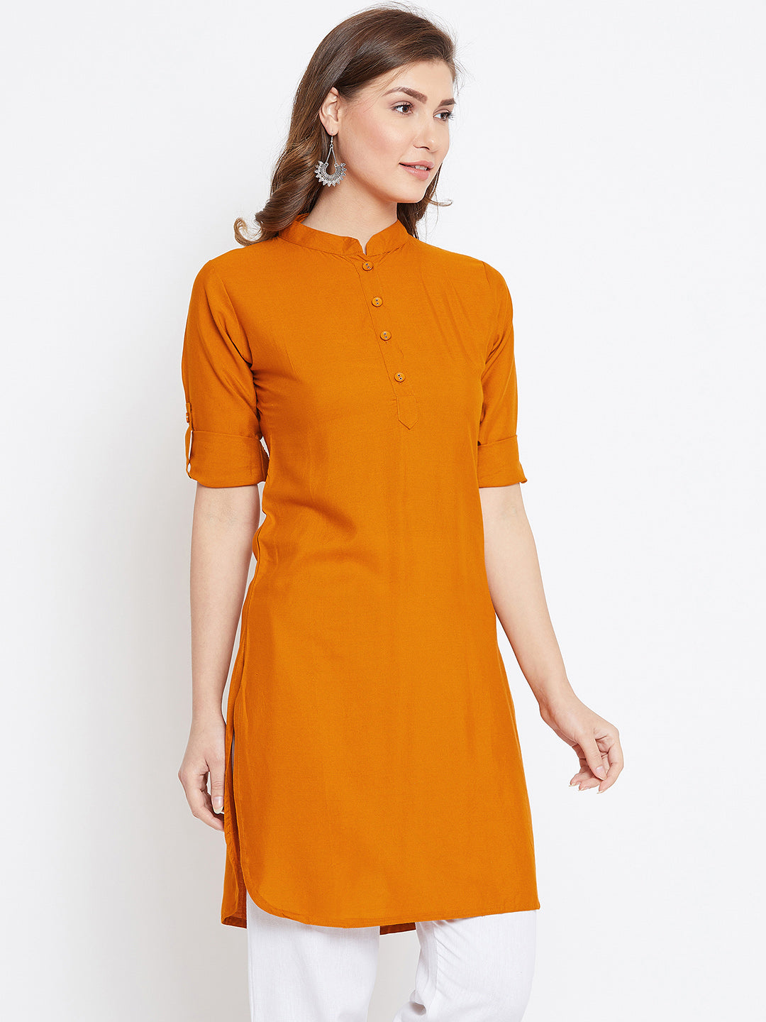 Orange Solid Color Kurti