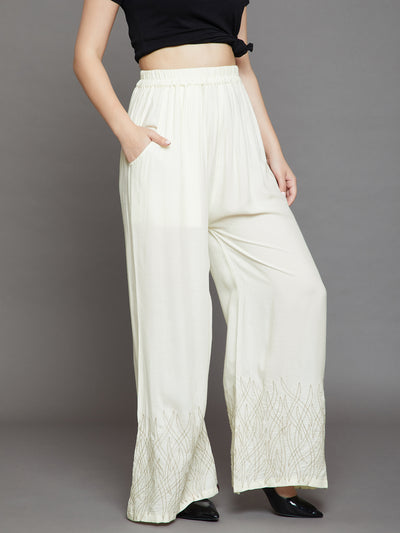 Off White Embroidery Palazzo
