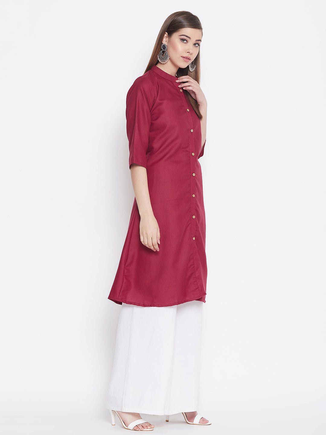 Maroon Solid Color Kurti