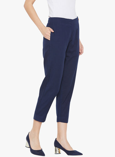 Navy Blue Cotton Slub Pants