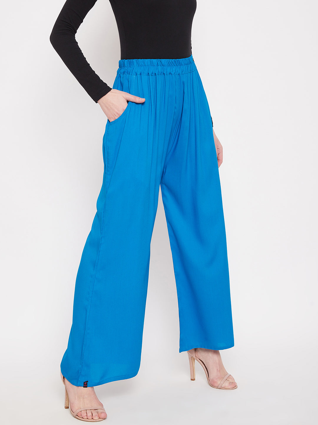 Sky Blue Plain Rayon Palazzo