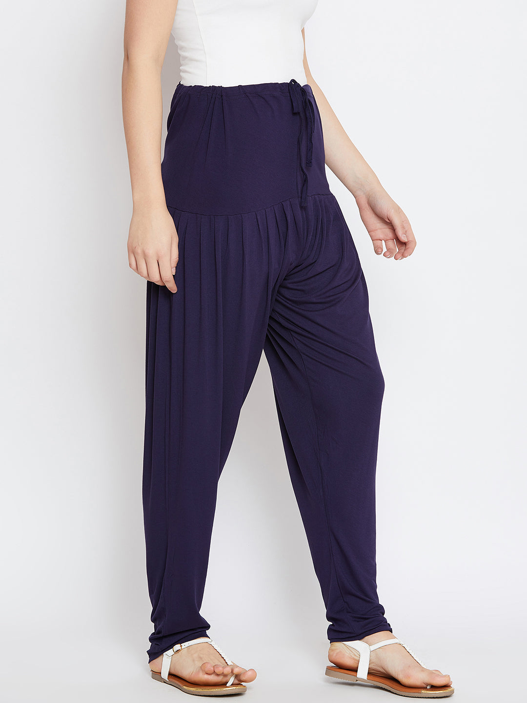 Navy Blue Plain Viscose Patiala