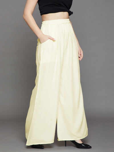Off White Plain Rayon Palazzo