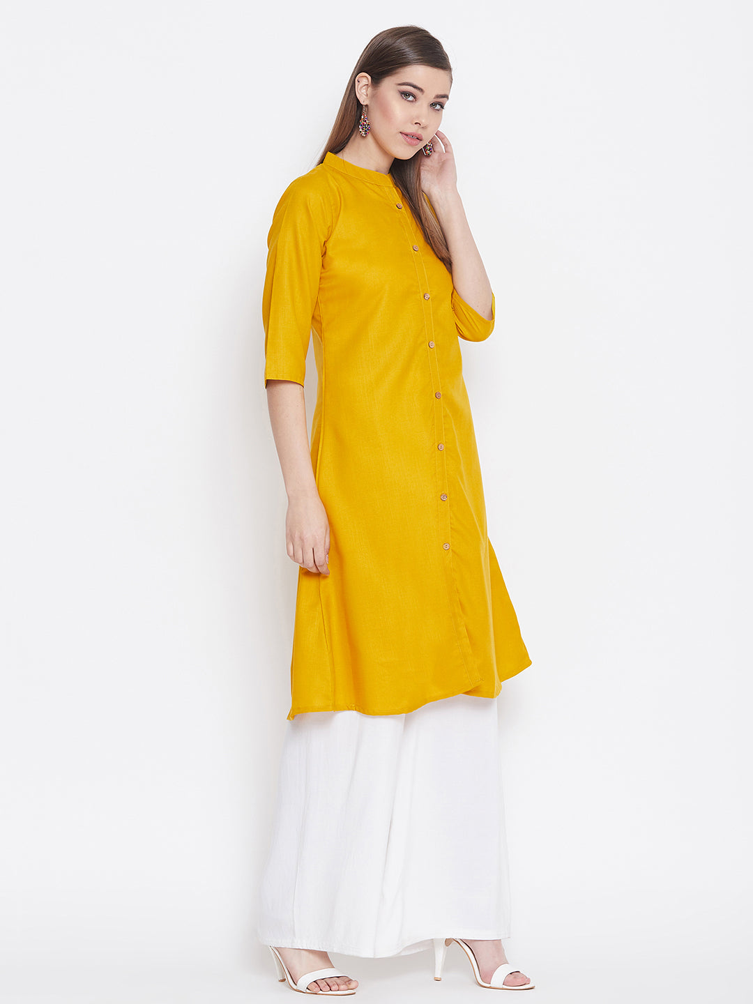 Mustard Yellow Solid Kurti
