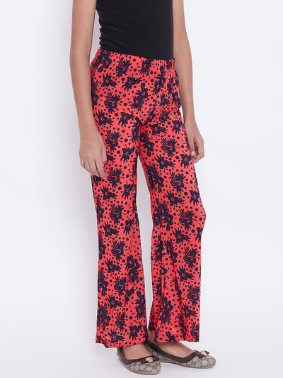 Peach Polka Floral Printed Palazzo