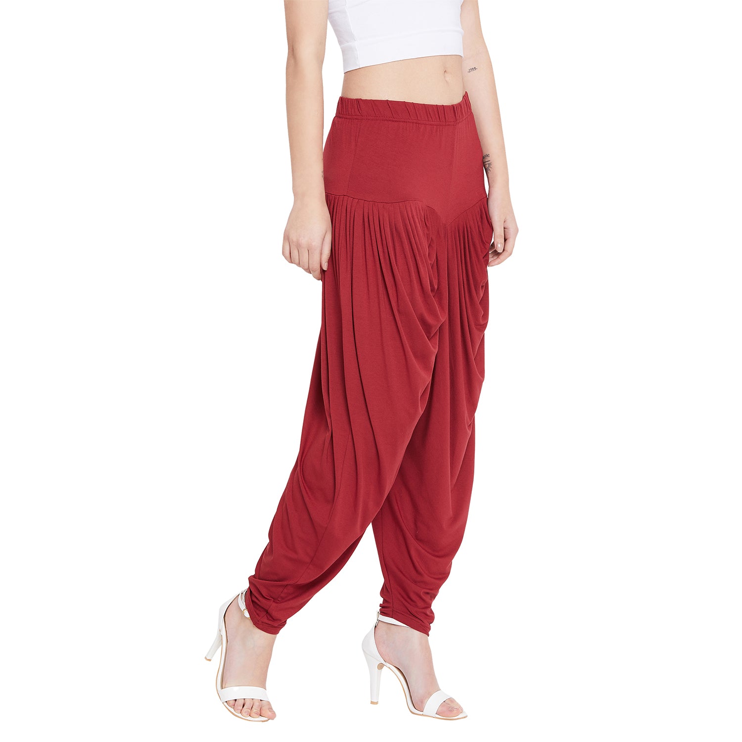 Maroon Viscose Plain Dhoti