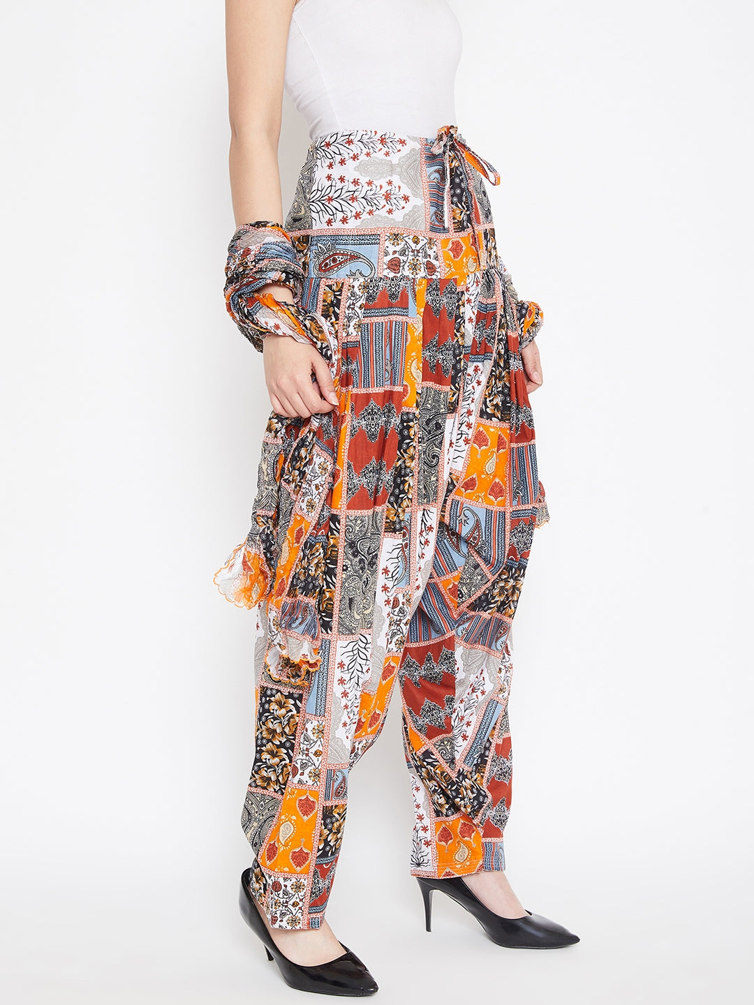 Patch work Printed Cotton Patiala with Dupatta