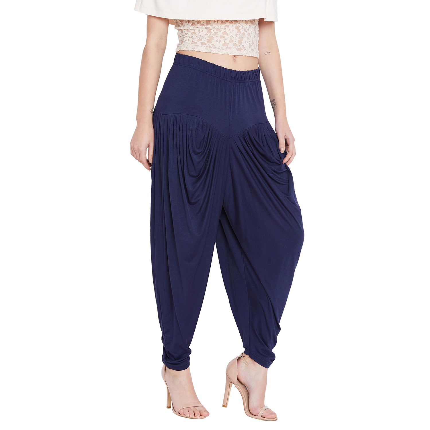 Navy Blue Viscose Plain Dhoti