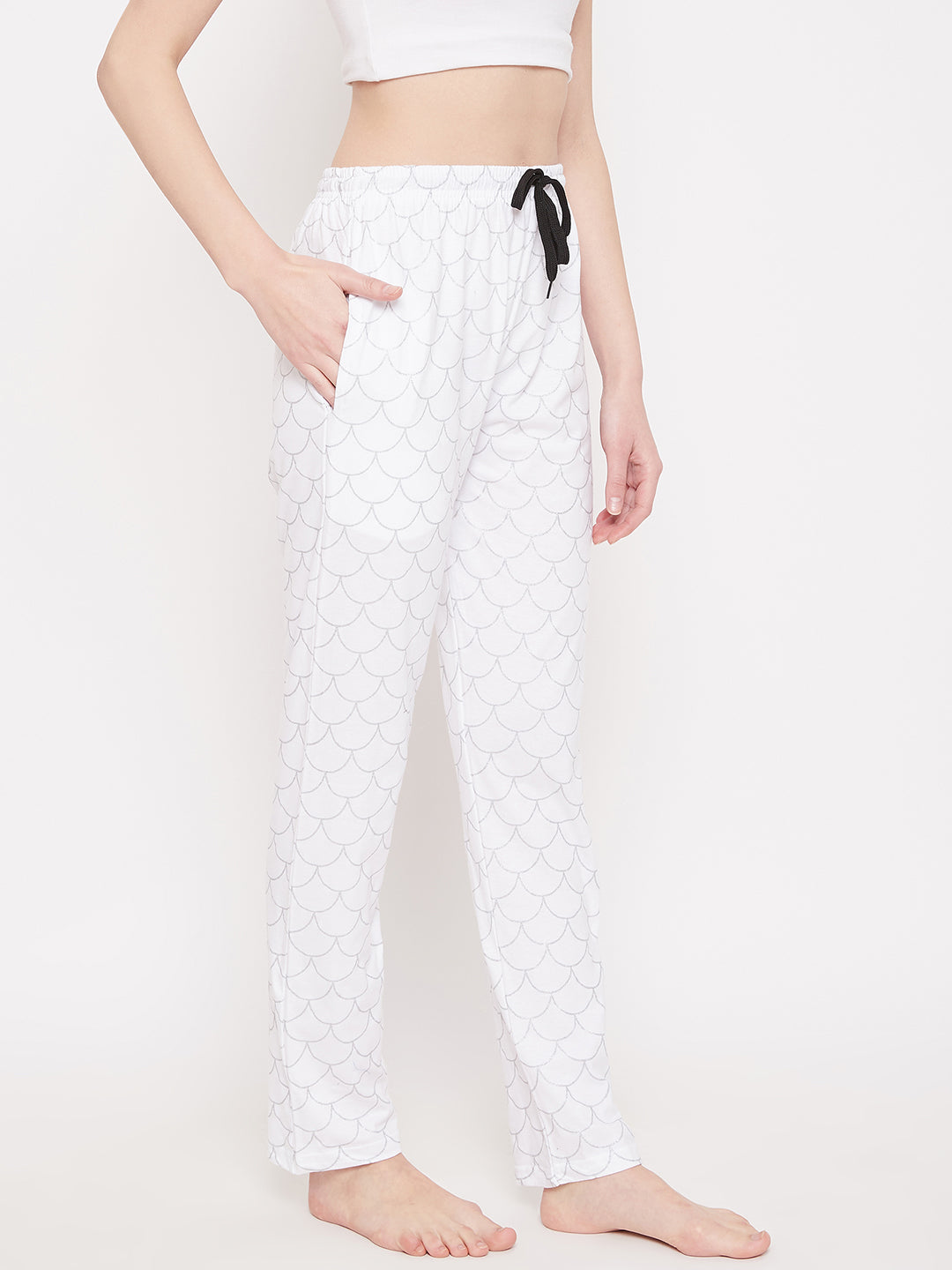 Women's White Mermaid Printed Pajama