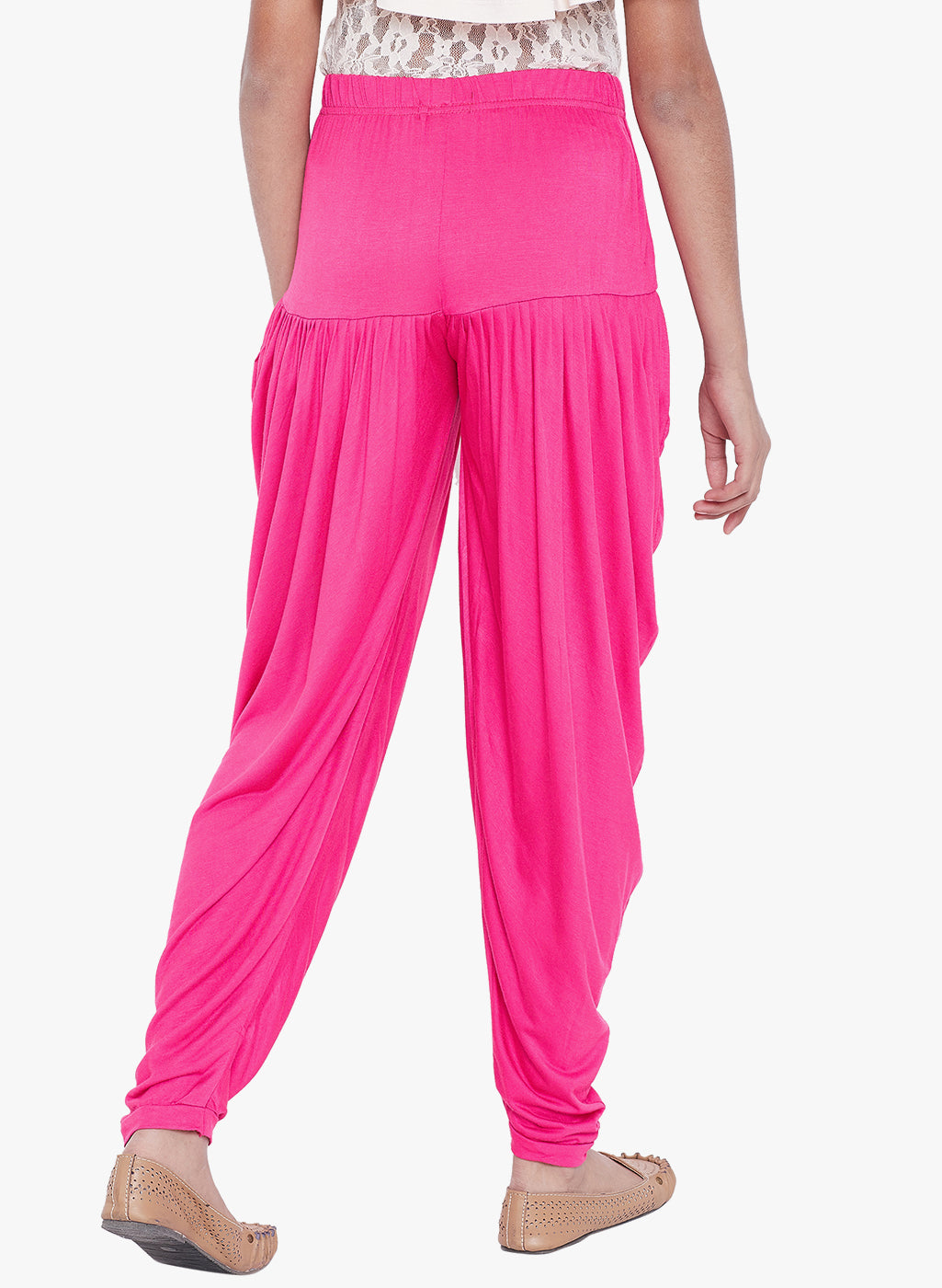 Dark Pink Viscose Dhoti Pants