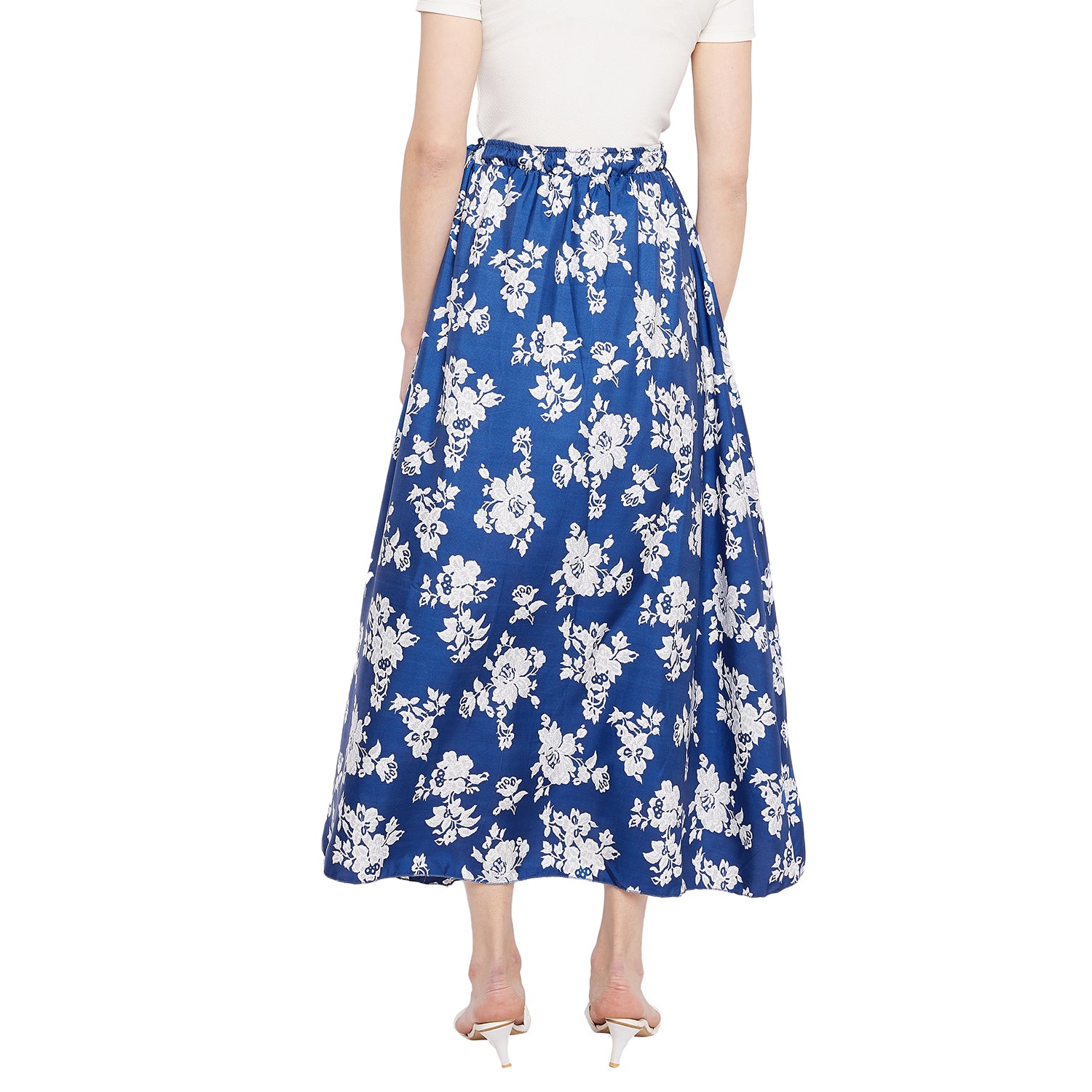Blue & White Floral Skirt