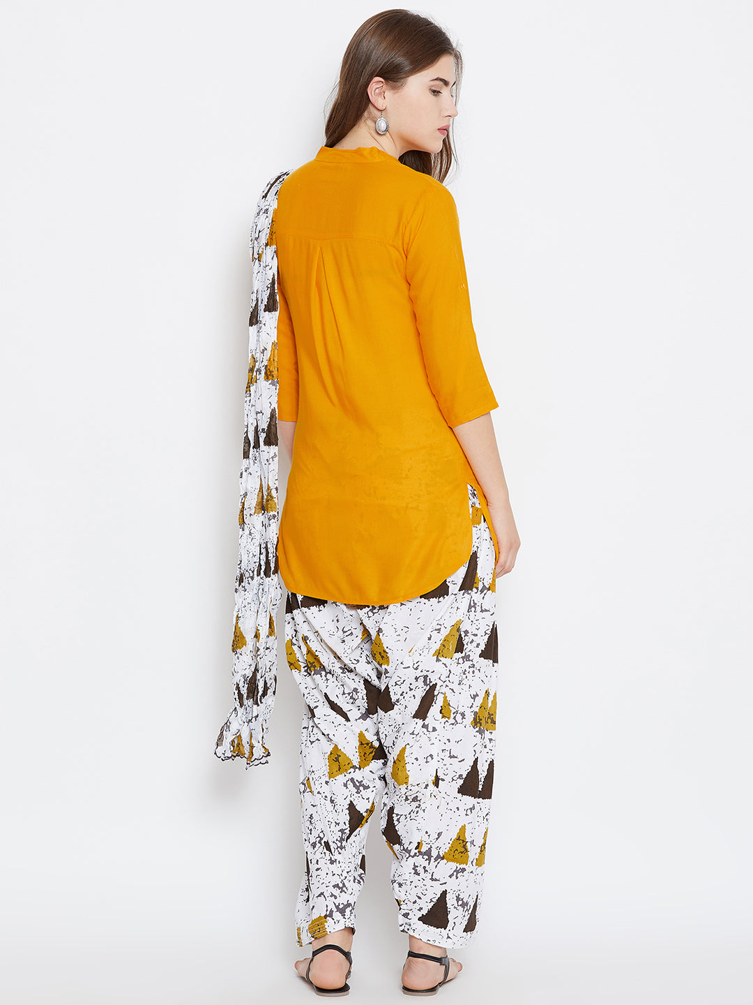 Vector Print Patiala with Mustard Kurti Set