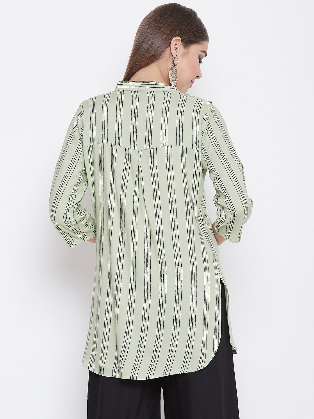 Honeydew Stripes Short Kurti