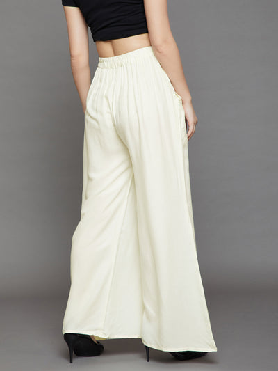 Off White Plain Rayon Palazzo